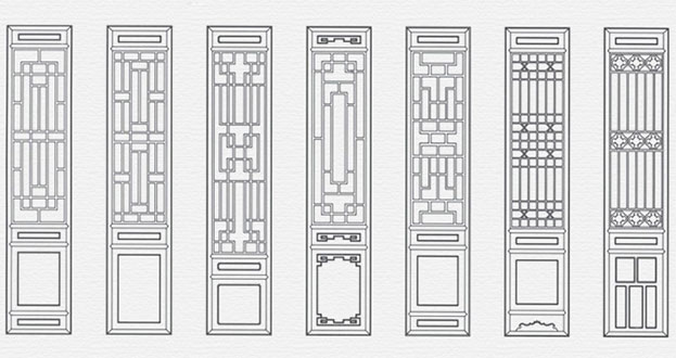 疏勒常用中式仿古花窗图案隔断设计图